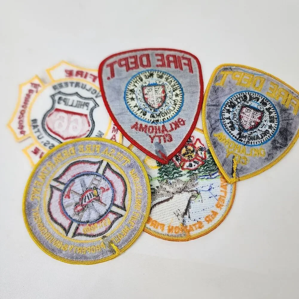 Lot 5 Fire Dept Patches Oklahoma City Tulsa Cavalier Air Stat Woods Cross Utah